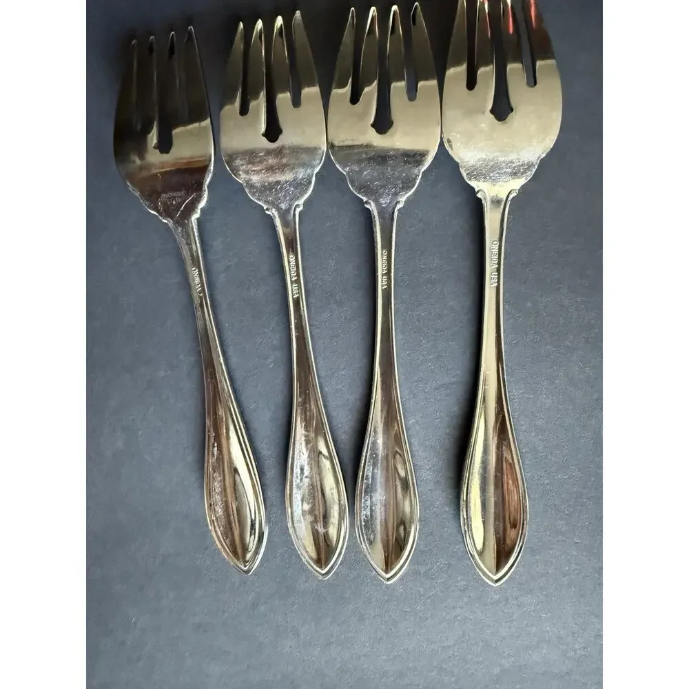 Vintage Oneida Arbor American Harmony 4 Salad Forks Stainless USA